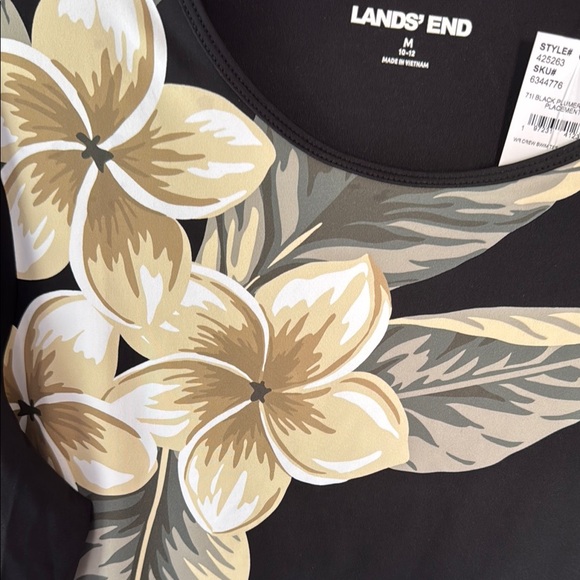 NEW LANDS’ END Black Floral Women's Long Sleeves Top - Picture 2 of 8